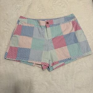 Vineyard Vines Target Patchwork Plaid Whale Cotton Size 14 Shorts Stretchy